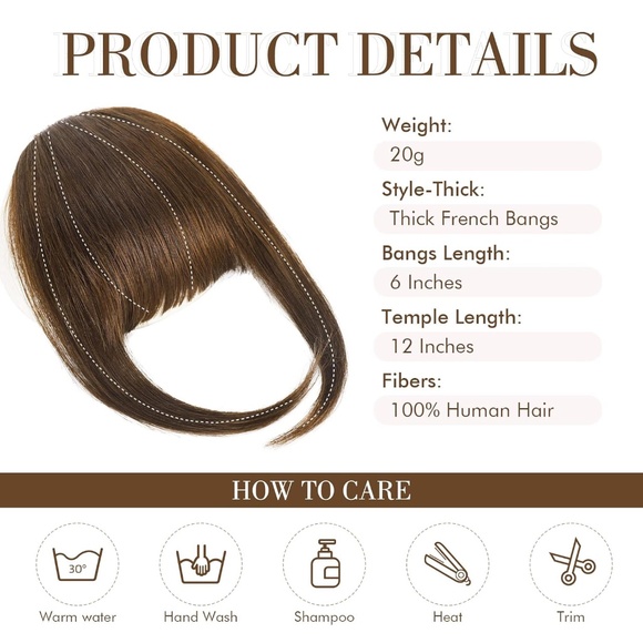 black clip-in faux bangs - Picture 9 of 11